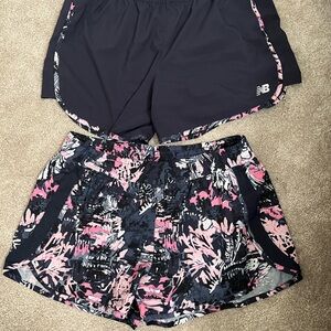 New Balance Women's Black and Pink Athletic Shorts